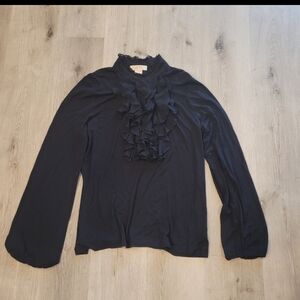 Michael Michael Kors Ruffle Front Long Sleeve Blouse Size Large